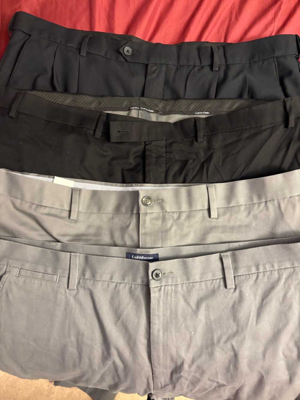 VGC- 42-waist-4 PAIR Calvin Klein & Croft & Barrow Men's Dress Pants -